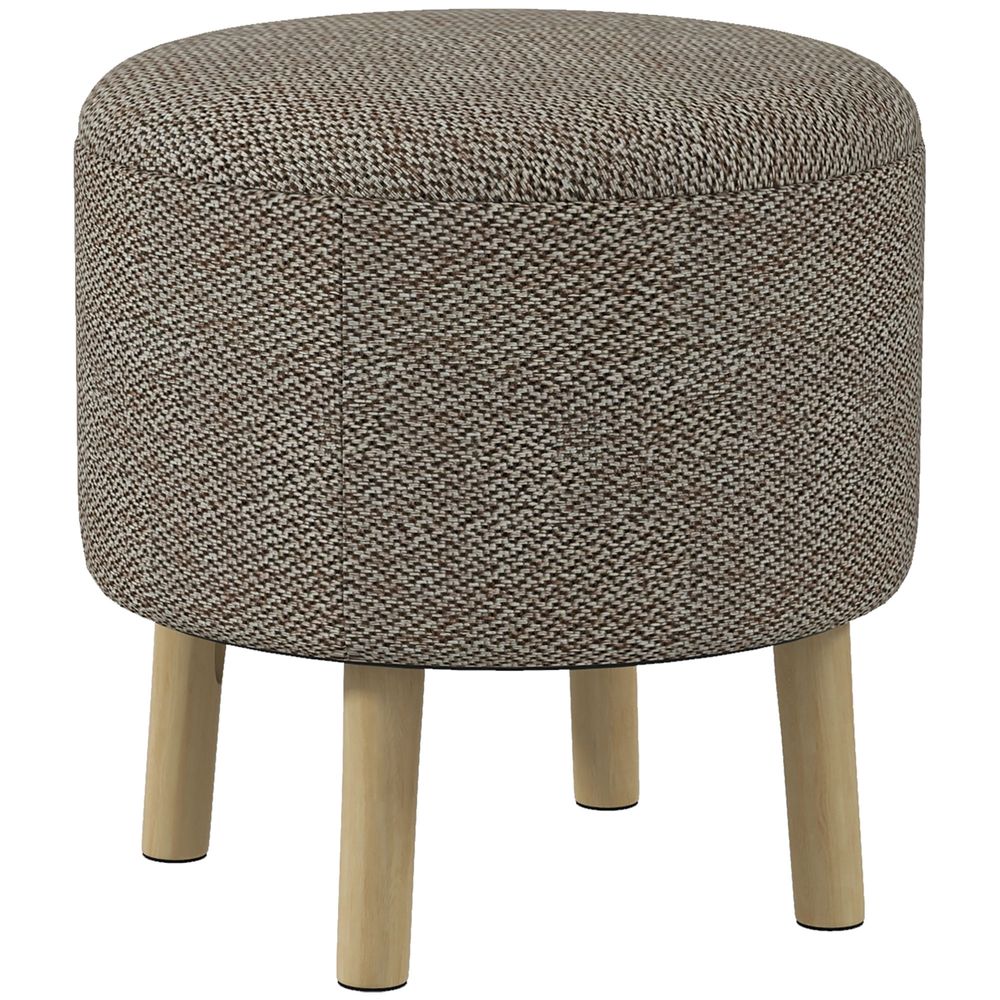 Storage Ottoman, Round Stool Chair with Cushioned Top, Hidden Space