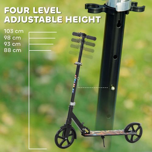 Kids Scooter, Foldable Kick Scooter w/ Adjustable Handlebar, Black in Black