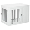 Furniture Style Dog Crate with Two Doors, End Table Pet Cage Kennel with Locks, for Medium Dogs - White