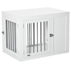 Furniture Style Dog Crate with Two Doors, End Table Pet Cage Kennel with Locks, for Medium Dogs - White