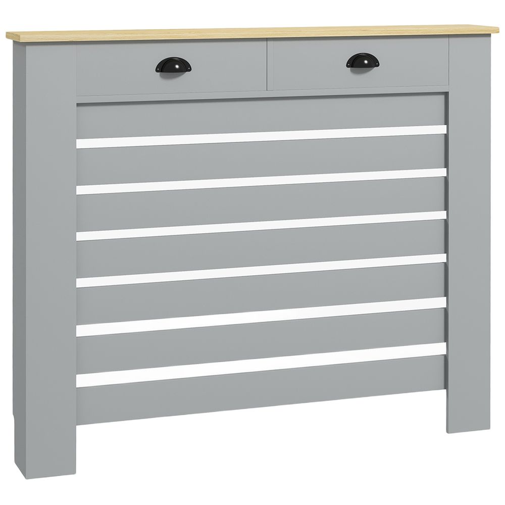 Radiator Cover with Drawer, Horizontal Slat, 78cm 111W x 19D x 95.5Hcm