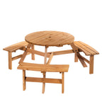 Round Table W/3 Attached Benches-Fir Wood