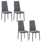 Linen-Touch High Back Dining Chairs - Set of 4 - Upholstered - Steel Legs - Comfortable - Easy Assembly - 97H x 41W x 50Dcm