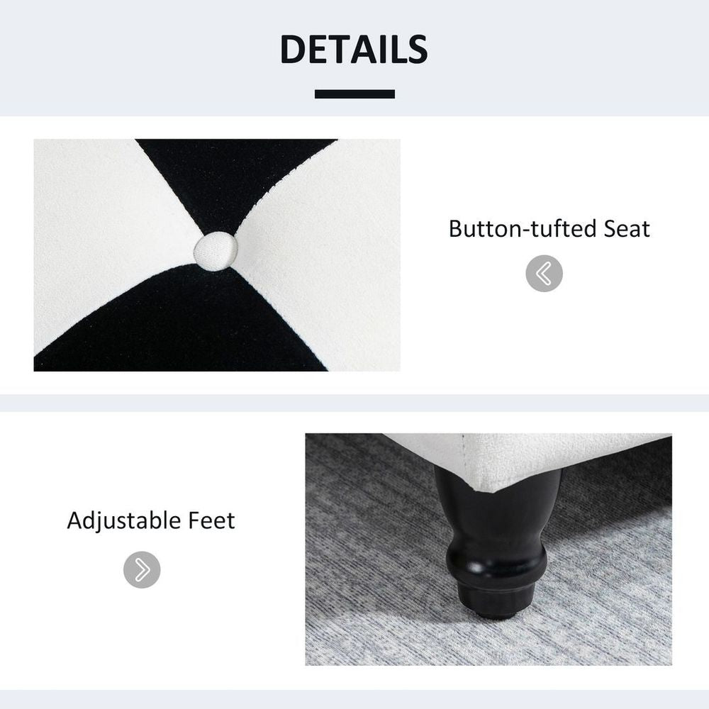 114cm Velvet Storage Ottoman: Button-tufted Footstool Box, Spacious and Stylish