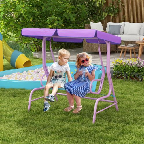 2 Seater Kids Swing Chair, Fairy-Themed with Adjustable Canopy