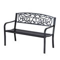 2-Seater Bench - Durable Steel Frame - Ideal for Gardens and Patios - Relax and Enjoy the Outdoors - Black
