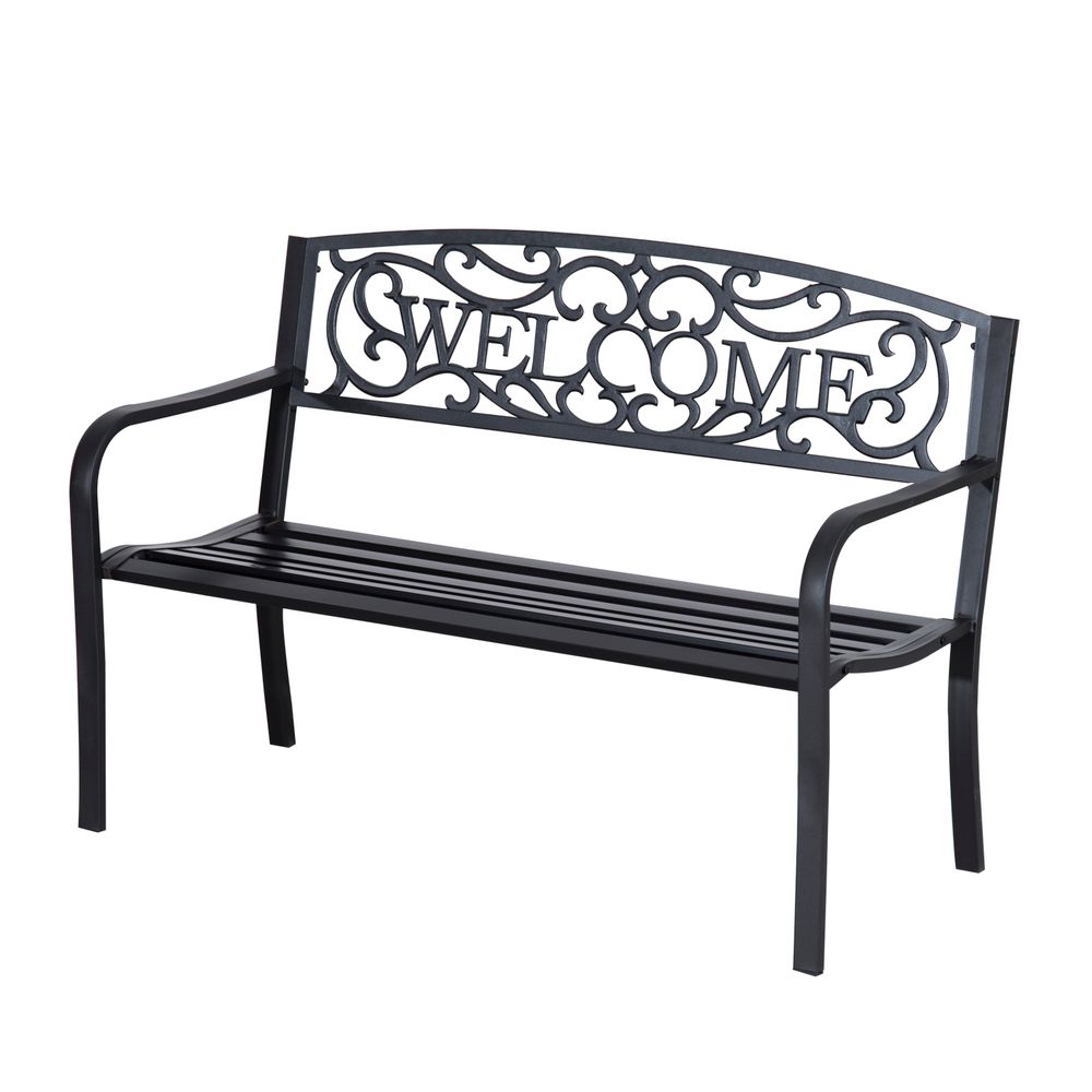 2-Seater Bench - Durable Steel Frame - Ideal for Gardens and Patios - Relax and Enjoy the Outdoors - Black