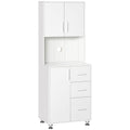 Kitchen Buffet Storage, 2 Cabinets, 3 Drawers, 60x40x150cm, White Finish