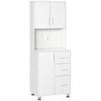 Kitchen Buffet Storage, 2 Cabinets, 3 Drawers, 60x40x150cm, White Finish