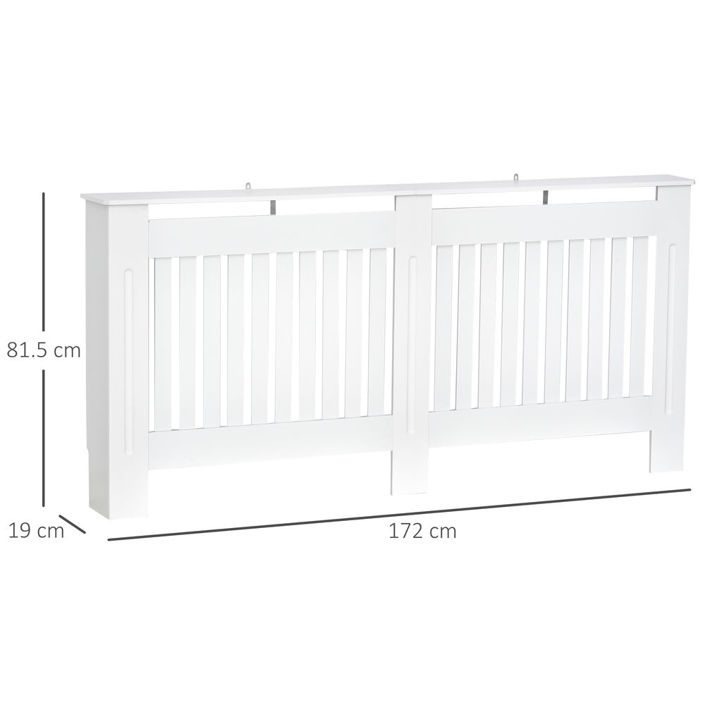 Slatted Radiator Cover Painted Cabinet MDF Lined Grill in White (172L x 19W x 81.5H cm)