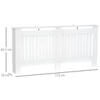 Slatted Radiator Cover Painted Cabinet MDF Lined Grill in White (172L x 19W x 81.5H cm)