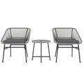 Rattan Bistro Set, Small Balcony Furniture with Cushion, Light Grey in Grey