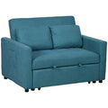 2 Seater Sofa Bed Settee - Blue, Convertible, Cushions, Pockets