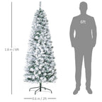 Artificial Snow Flocked Christmas Tree - 6ft Prelit Green White - Warm LED Lights