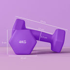 Set of 2 Hexagonal Dumbbells Weights Pair, 2 x 4kg