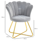 Accent Chair, Velvet Armchair with Lotus Backrest, Steel Legs