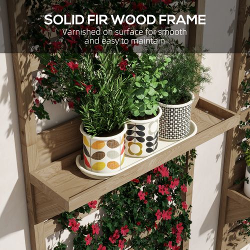 Wall Mounted Plant Stands Set of 2 with Shelves and Slatted Trellis