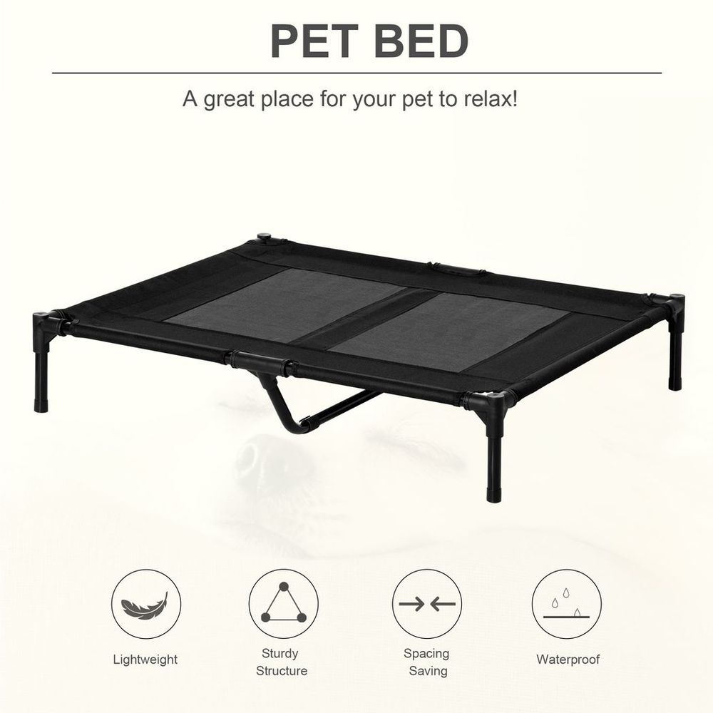 Large Pet Cot Portable Dog Cat Sleep Bed Elevated Camping Outdoor Black