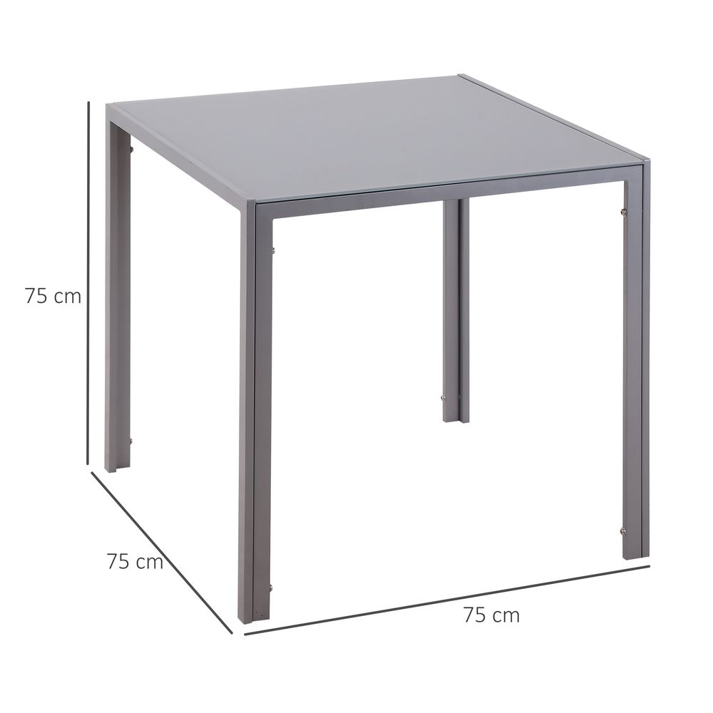Modern Square Dining Table, Seats 4, with Glass Top & Metal Legs for Dining Room, Living Room, Greyare Design with Tempered Glass & Metal Legs