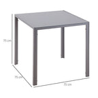 Modern Square Dining Table, Seats 4, with Glass Top & Metal Legs for Dining Room, Living Room, Greyare Design with Tempered Glass & Metal Legs