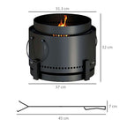 37cm Smokeless Wood Burning Firepit Metal Fire Pit, Black