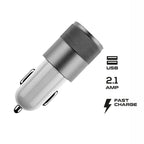 FX Car Charger 2.1A Twin USB Socket Universal Charger, Silver