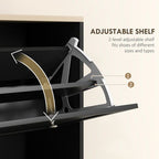 Narrow Shoe Cabinet with 3 Flip Drawers for 18 Pairs of Shoes Black