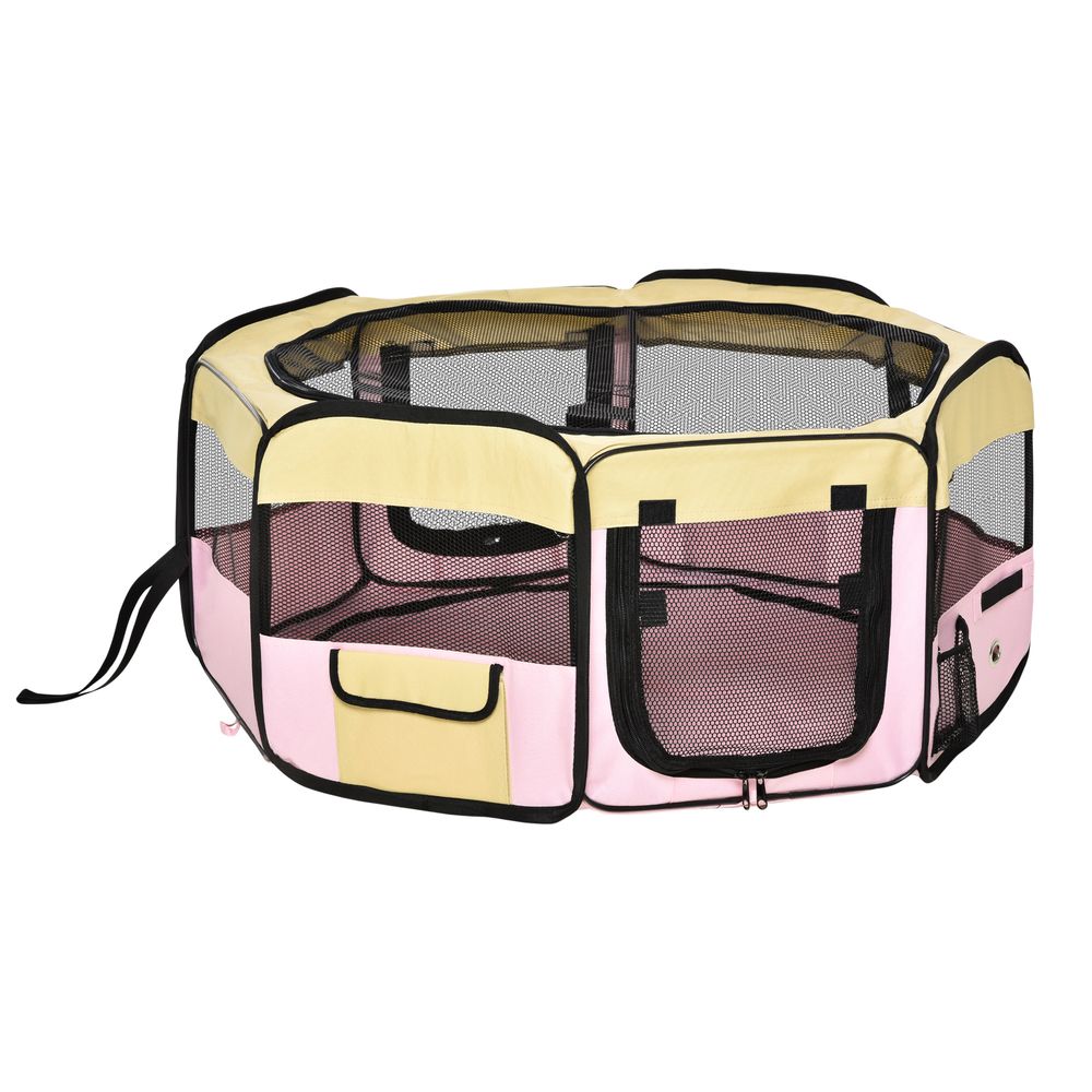 Fabric Pet Dog Cat Puppy Playpen Rabbit Guinea Play Pen in Pink Small L37 x H37cm x D90cm