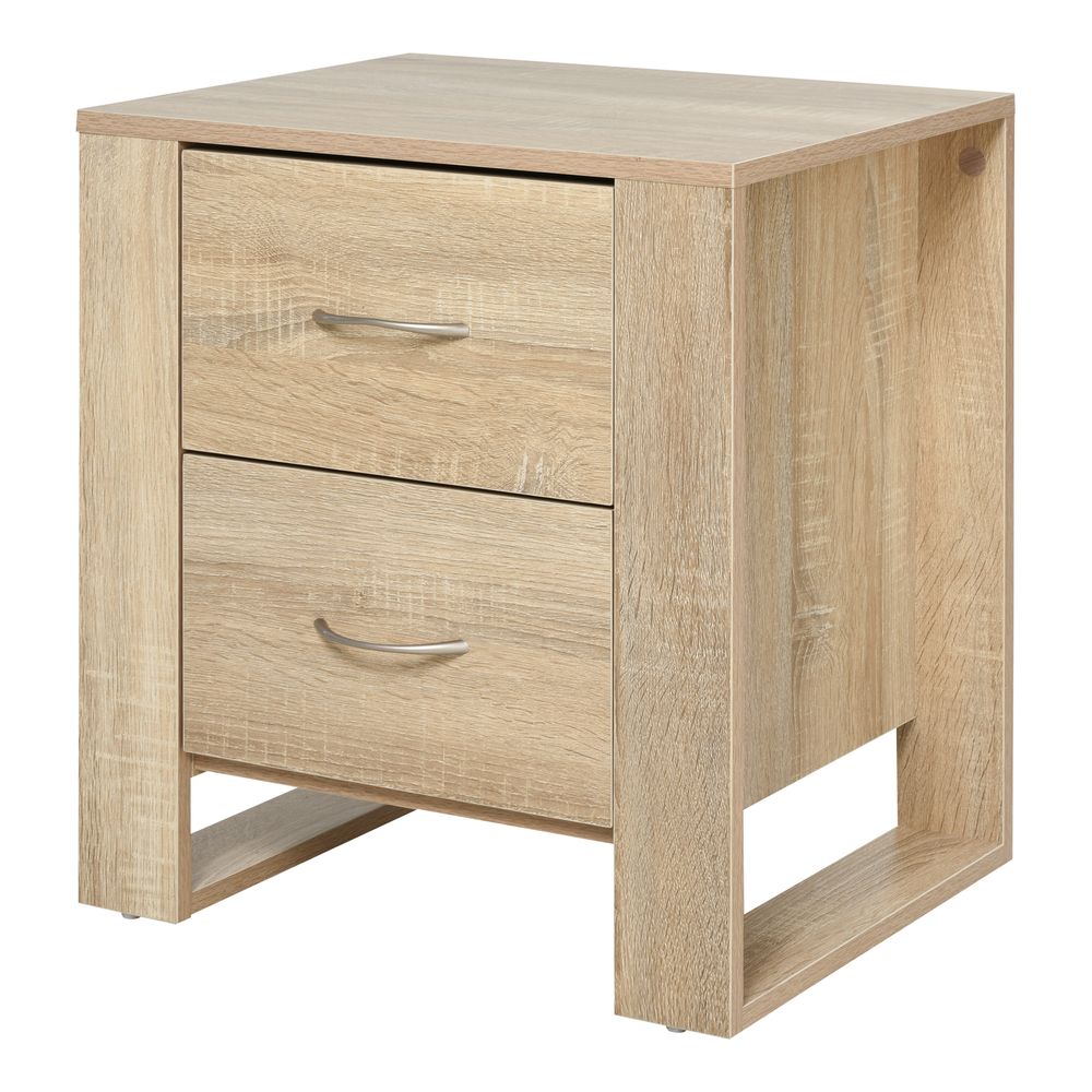 Particle Board 2-Drawer Bedside Table - Natural with Nightstand Details