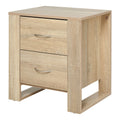 Particle Board 2-Drawer Bedside Table - Natural with Nightstand Details