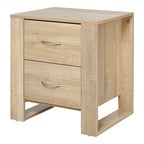 Particle Board 2-Drawer Bedside Table - Natural with Nightstand Details