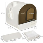 Hooded Cat Litter Tray - Kitten Toilet w/ Scoop, Filter, Flap Door - Easy Maintenance - 43x44x47cm