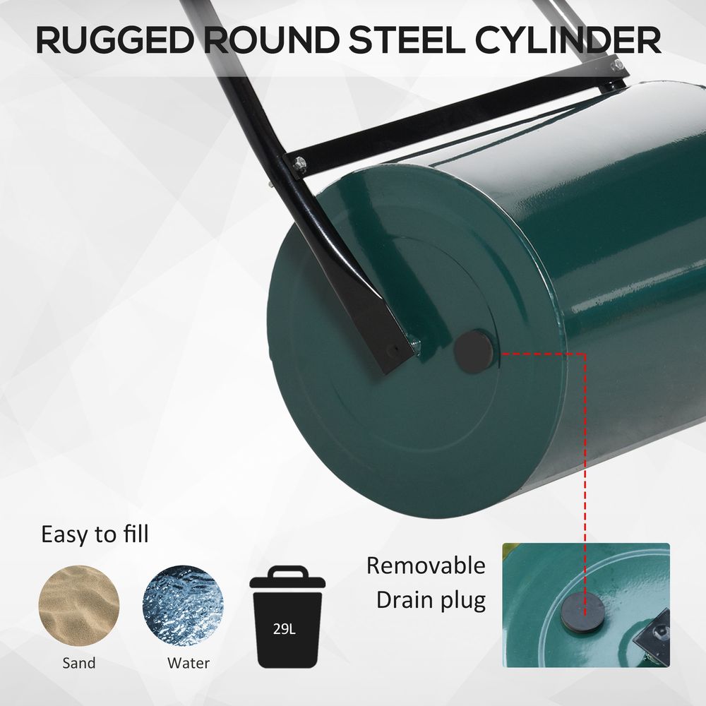 30cm Metal Lawn Roller-Deep Green - Flatten Your Garden with Ease
