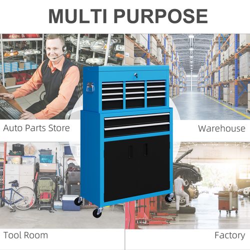 Top Chest and Roller Cabinet Combo Metal Tool Cabinet on Wheels