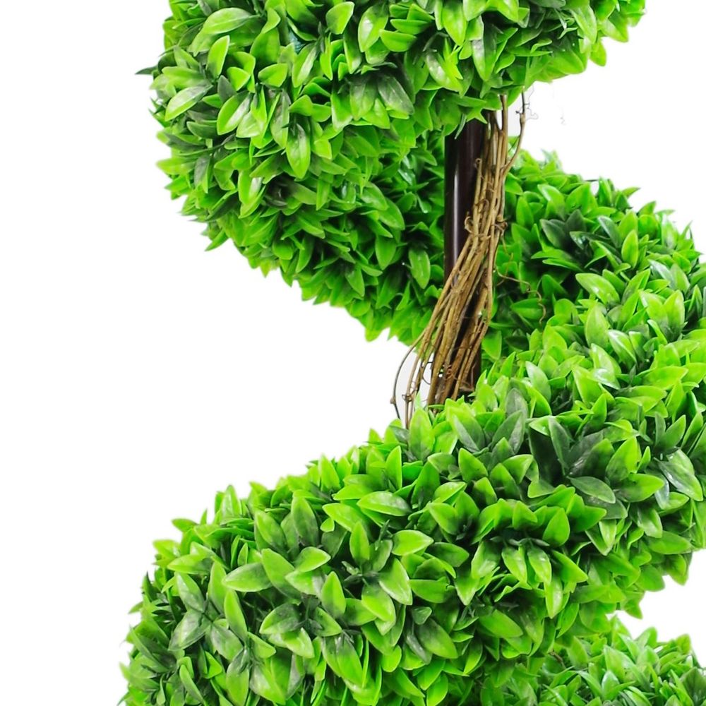 120cm Purple Large Leaf Spiral w/ Decorative Planter - Realistic Artificial Boxwood Tree - Indoor/Outdoor Use