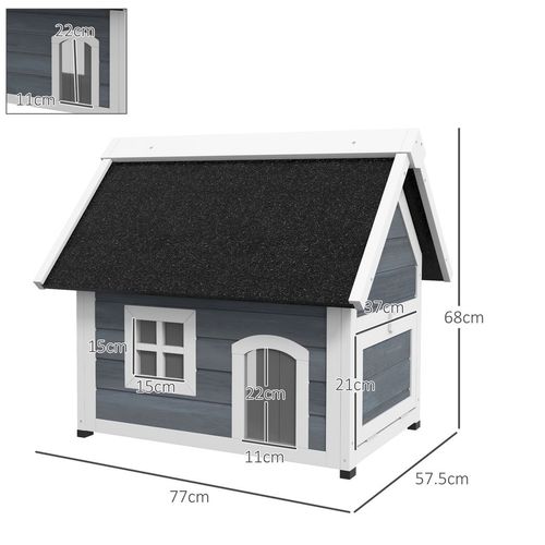?Outdoor Feral Cat House with Openable Asphalt Roof,?Grey