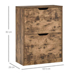 2 Drawer Shoe Cabinet Industrial Shoe Cupboard Flip Doors for Hallway