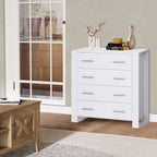 Chest Of 4 Drawers Storage Cabinet Bedroom Clothes w/Metal Handles Base Freestanding Unit Furnishing Living Room White