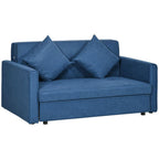 2 Seater Sofa Bed Convertible Bed Settee w/ 2 Cushions Storage Blue