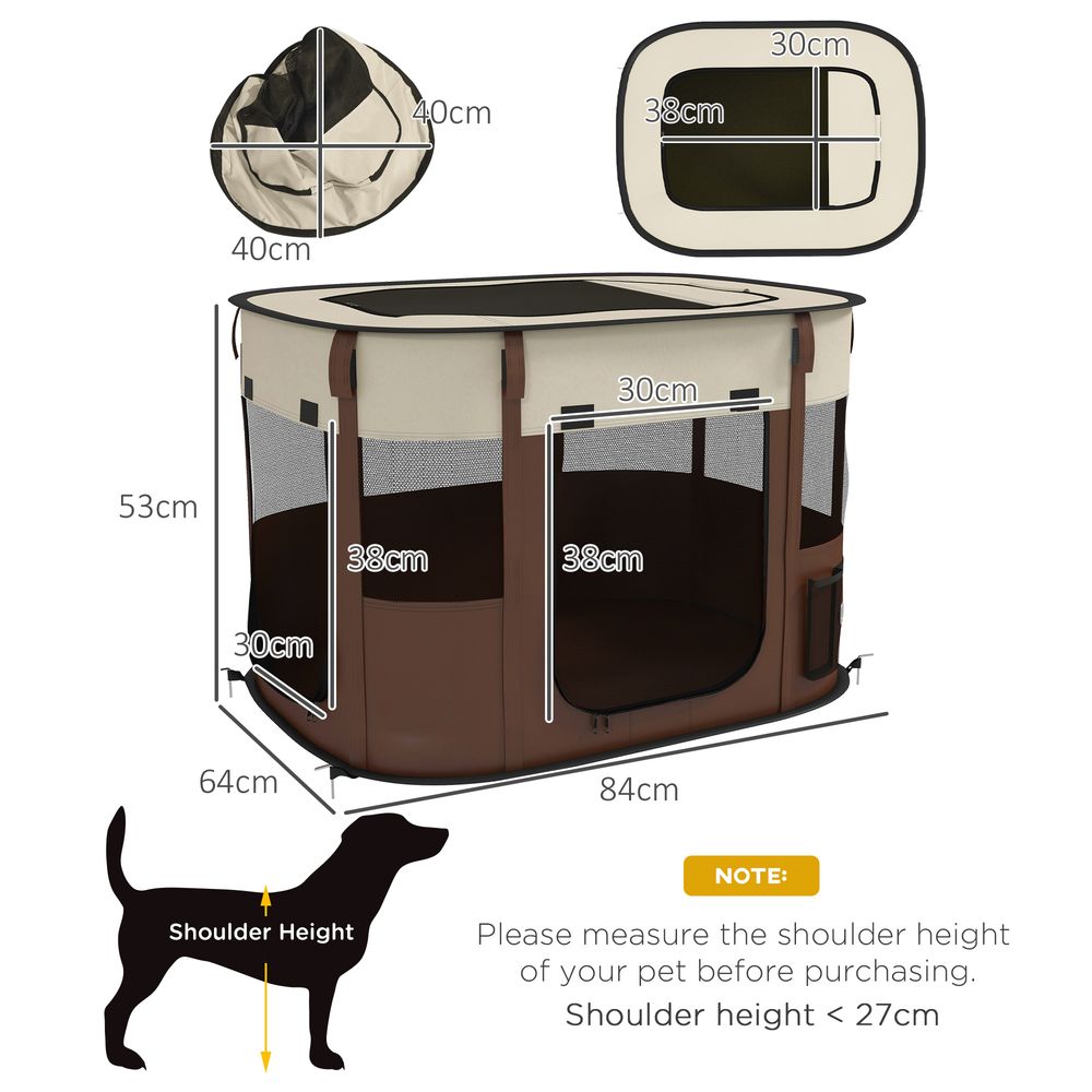 Portable Dog Pen for Puppies, Rabbits, Kittens, Guinea - Brown