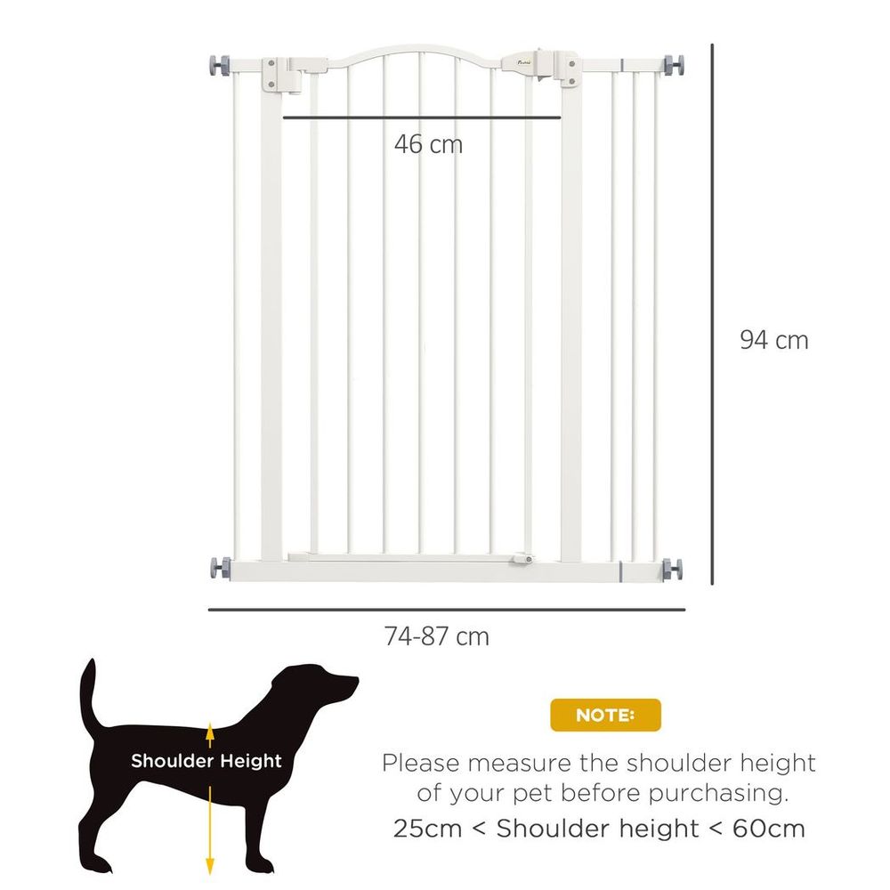 Adjustable Metal Pet Gate - Keep Pets Safe - Auto-Close Door - White