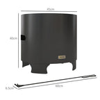 Fire Pit, Round Metal Bonfire Stove with Poker, Black