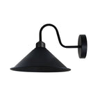Black Wall Light Fixture,Black Wall Sconce E27 Base Socket Screw Type Wall Mounted Swan Neck Cone Shape Shade in Black