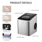 Portable Ice Maker - 12kg Capacity - Self-Cleaning - Home Ice Machine - Black