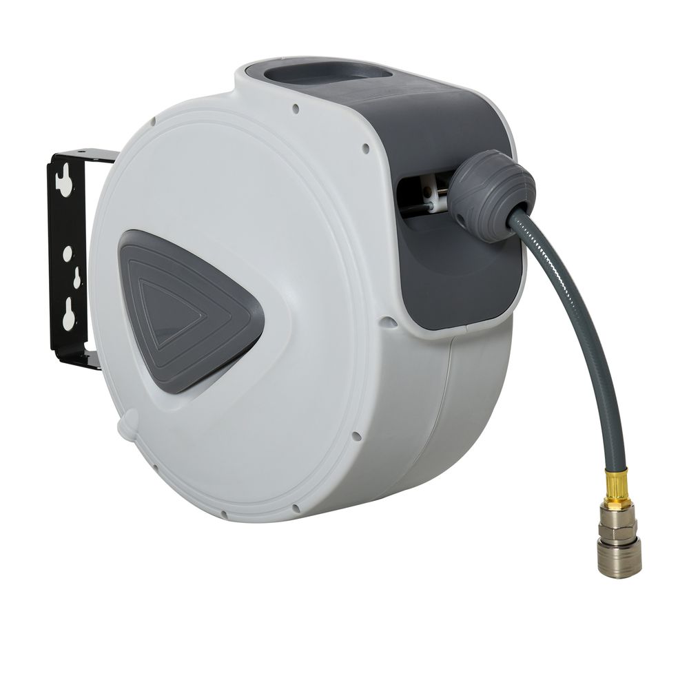 Retractable Air Hose Reel 15m+140cm (Hose Diameter 3/8" 9.5mm), Hose Connector 1/4" BSP, Wall Mount Auto Rewind Hose-Reel