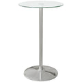 Round Bar Table for 2 People, High Pub Table with Tempered Glass Top