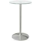 Round Bar Table for 2 People, High Pub Table with Tempered Glass Top