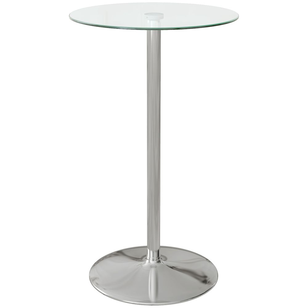 Round Bar Table for 2 People, High Pub Table with Tempered Glass Top