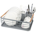 DELUXE DISH RACK - Stainless Steel, Water & Rustproof, Removable Tray - Space Saving Kitchen Organizer Grey