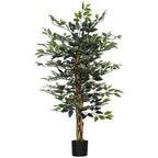 Artificial Ficus Tree - Lifelike Leaves, Natural Trunks - Green